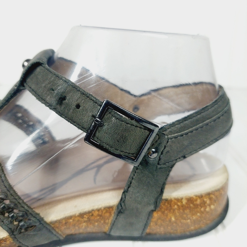 ABEO Gray Leather Woven Studded Comfort Sport Sandal H129 - Picture 9 of 13